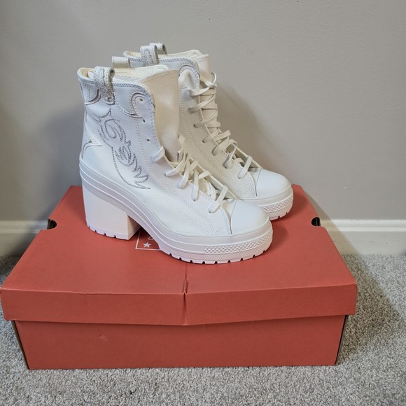 Converse Chuck 70 De Luxe Heel Hi A10335C Vintage White‎ Womens Sz 10 Festival - Picture 1 of 14